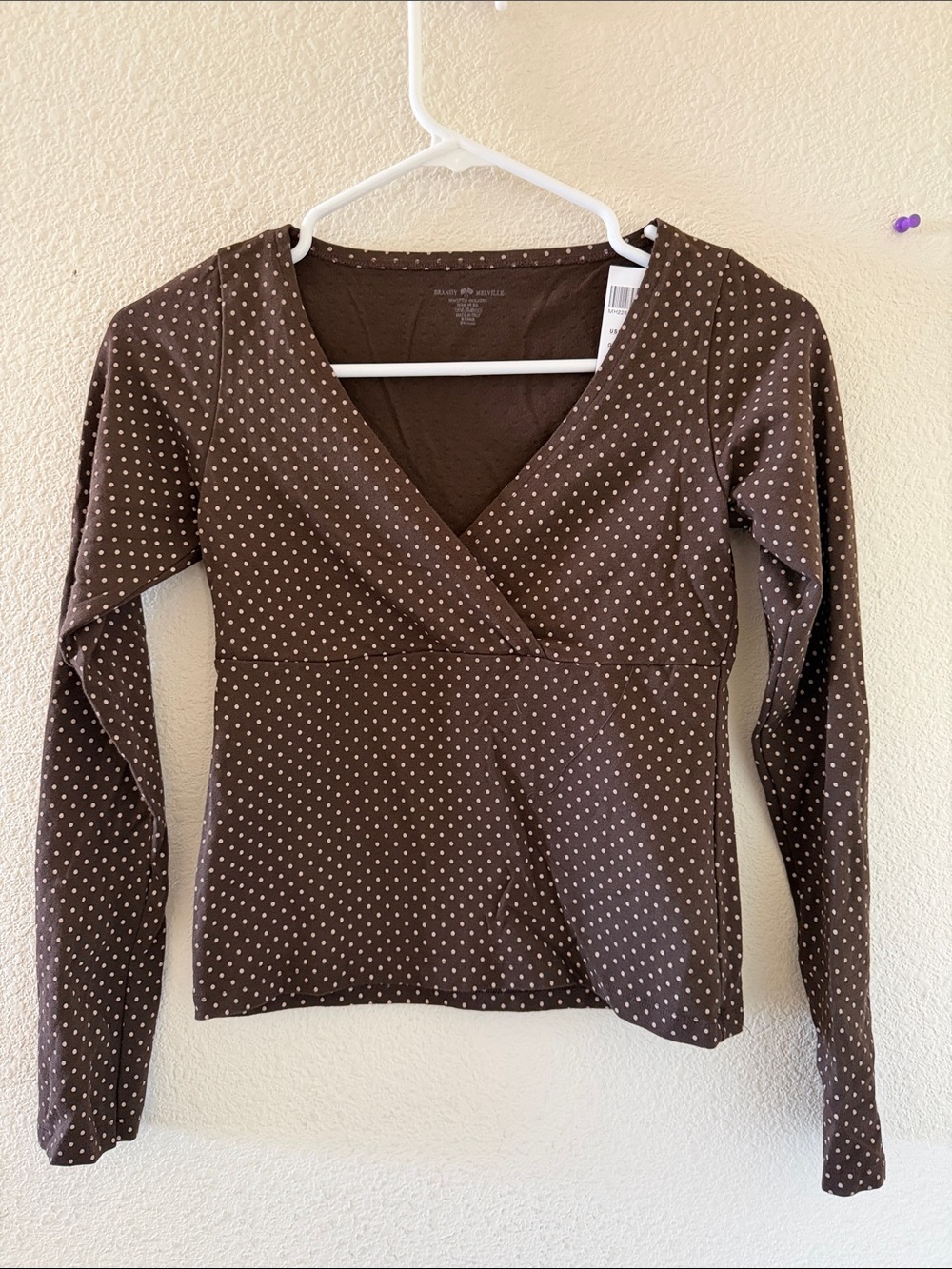 Brandy melville brown amara polka dots top